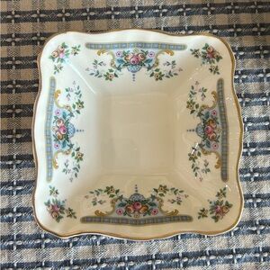 Royal Doulton Floral Square Plate with Gold Trim